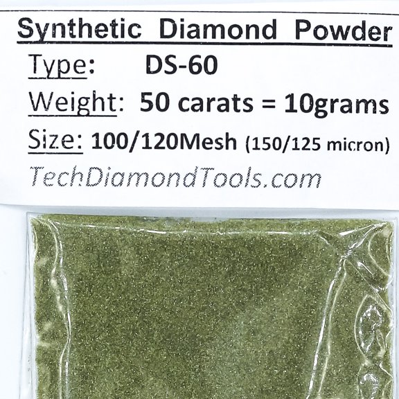 TechDiamondTools Diamond Powder 100 Grit 150/125 Microns, 50 Carat = 10 Grams