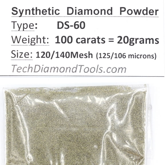 TechDiamondTools Diamond Powder 270/230 mesh 20 Grams = 100 carats'. (120/140 mesh)