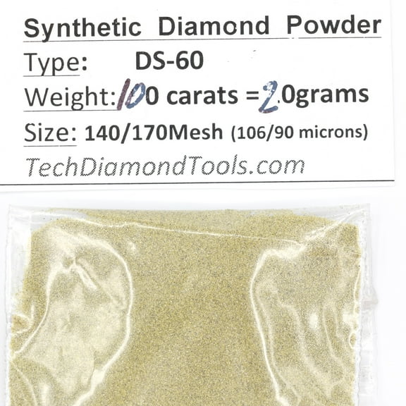 TechDiamondTools Diamond Powder 270/230 mesh 20 Grams = 100 carats'. (140/170 mesh)