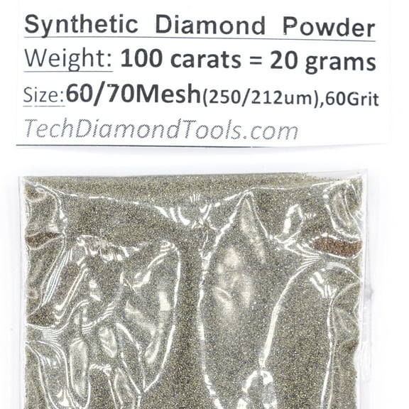 TechDiamondTools Diamond Powder 270/230 mesh 20 Grams = 100 carats'. (60/70 mesh)