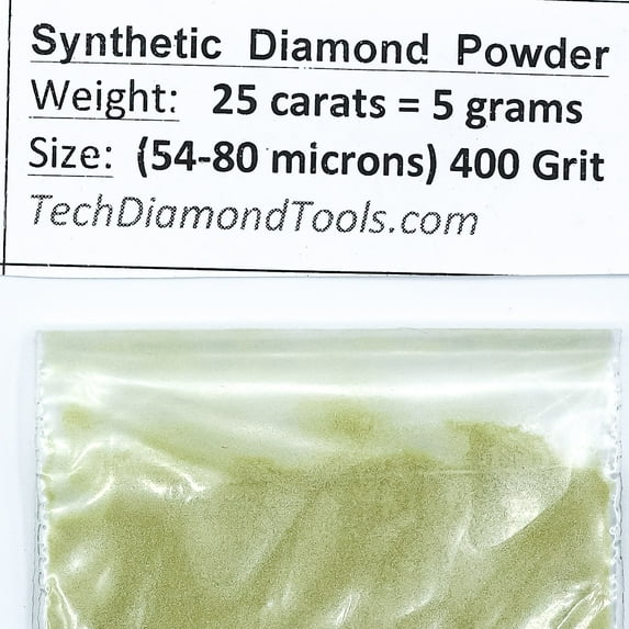 TechDiamondTools Diamond Powder 400 Grit 54-80 Microns -25ct= 5 Grams