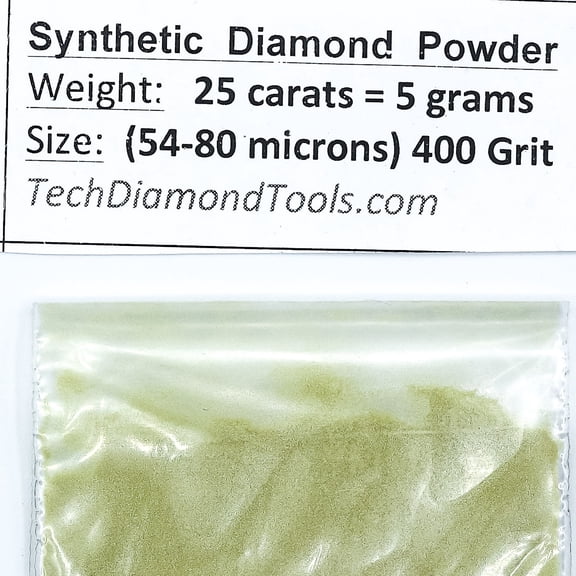 TechDiamondTools Diamond Powder 400 Grit 54-80 Microns -25ct= 5 Grams