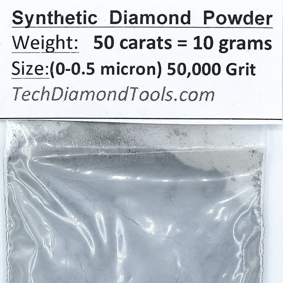 TechDiamondTools Diamond Powder 50,000 Grit, 0-0.5microns - 50 Carats = 10 Grams