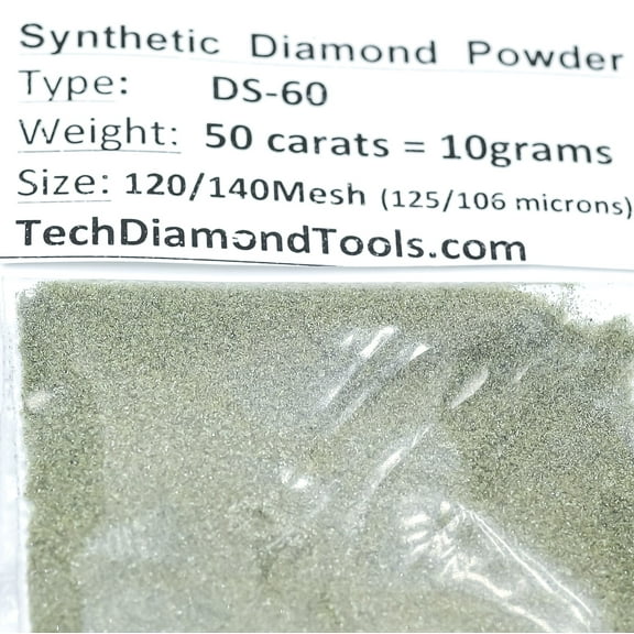 TechDiamondTools Diamond Powder from 325/400 to 50/60 mesh 10 Grams = 50carats. (120 grit 120/140 mesh)