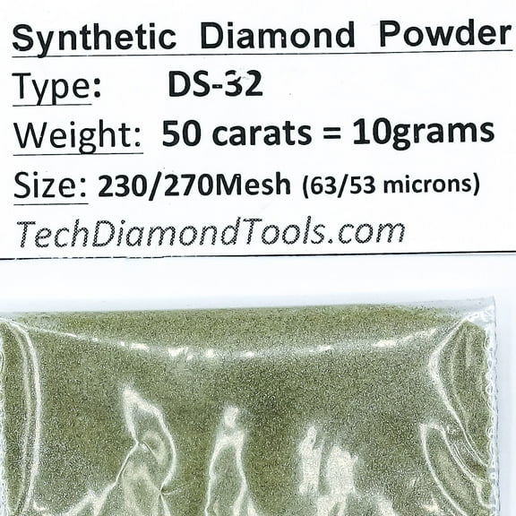 TechDiamondTools Diamond Powder from 325/400 to 50/60 mesh 10 Grams = 50carats. (230 grit 230/270 mesh)