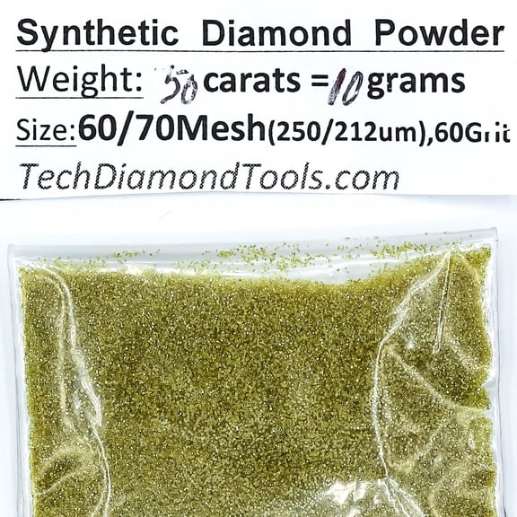 TechDiamondTools Diamond Powder from 325/400 to 50/60 mesh 10 Grams = 50carats. (60 grit 60/70 mesh)