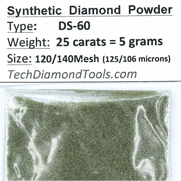 TechDiamondTools Diamond Powder from 325/400 to 50/60 mesh 5 Grams = 25carats. (120 grit 120/140 mesh)