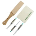 thumbnail image 1 of TechDiamondTools Knife Sharpening Kit, 11” Long Leather Paddle Strop for Knife Sharpening, 3 Diamond Polishing Pastes with Light Concentration for Sharpening Knives, and a Wool Cloth for Polishing, 1 of 3