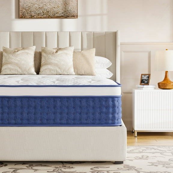 TechForma Full Hybrid Mattress, Pocket Spring Design with High-Density Foam, Medium Firmness Support, Motion Isolation, Breathable Knit Fabric, Flame-Retardant Cover & Reinforced Edge，14inch