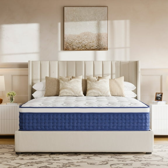 TechForma King Hybrid Mattress, Pocket Spring Design with High-Density Foam, Medium Firmness Support, Motion Isolation, Breathable Knit Fabric, Flame-Retardant Cover & Reinforced Edge,12inch