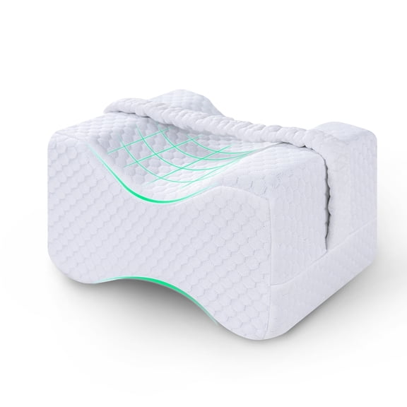 TechForma Knee Pillow, Memory Foam Leg Positioner Wedge Pillow, Leg Lumbar for Side Sleepers & Pregnant Women, Sciatica Knee Back Leg Hip Pain Relief