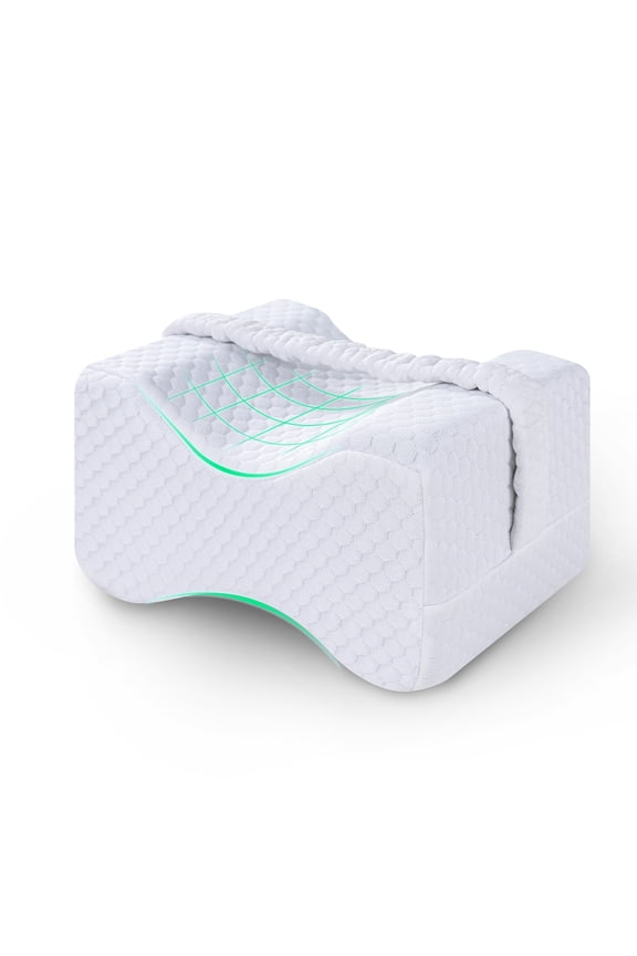 Knee Pillow, Memory Foam Leg Positioner Wedge Pillow, Leg Lumbar for Side Sleepers & Pregnant Women, Sciatica Knee Back Leg Hip Pain Relief