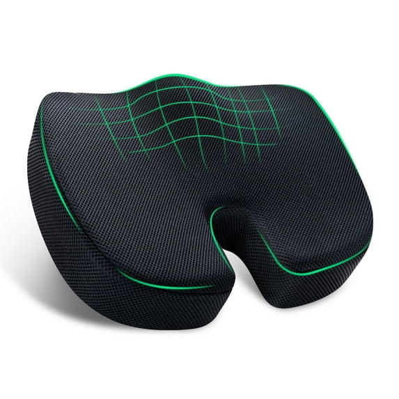 TechForma Memory Foam Seat Cushion, Universal Cooling Gel Car Seat Cushion, Pain Relief Pillow for Tailbone Sciatica Hip Coccyx Low Back, Posture Corrector for Office Chair, Gaming Chair