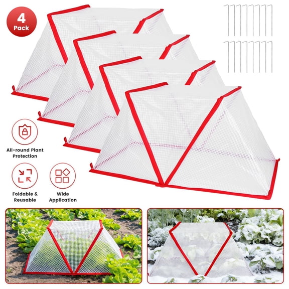TechHome 4Pack Garden Netting Plant Covers, 31.5012.9913.39in Garden Cover with Plant Net Cage Guard for Greenhouse, Protect Seedling Fruit Vegetable Rows from Frost Animals