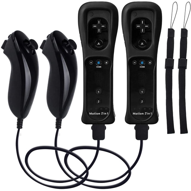 Manette Wii Noire Avec Adaptateurs MotionPlus Et Nunchuck – Pour Wii Et Wii U