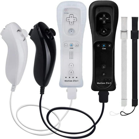 TechKen 2 Sets Remote Controllers with Built in Motion Plus and Wii Nunchucks Compatible with Nintendo Wii and Nintendo Wii U Consoles and Games