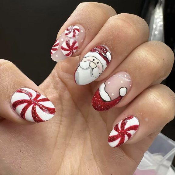 TechNvoa Winter Theme Artificial Nail 24Pcs False Nail Snowflake Designs For Women