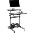 thumbnail image 1 of TechOrbits Rolling Desk for Laptop - Standing or Sitting Mobile Computer Cart with Wheels, Adjustable Height & 27.5-inch Surface - Portable Home Office Workstation, 1 of 6