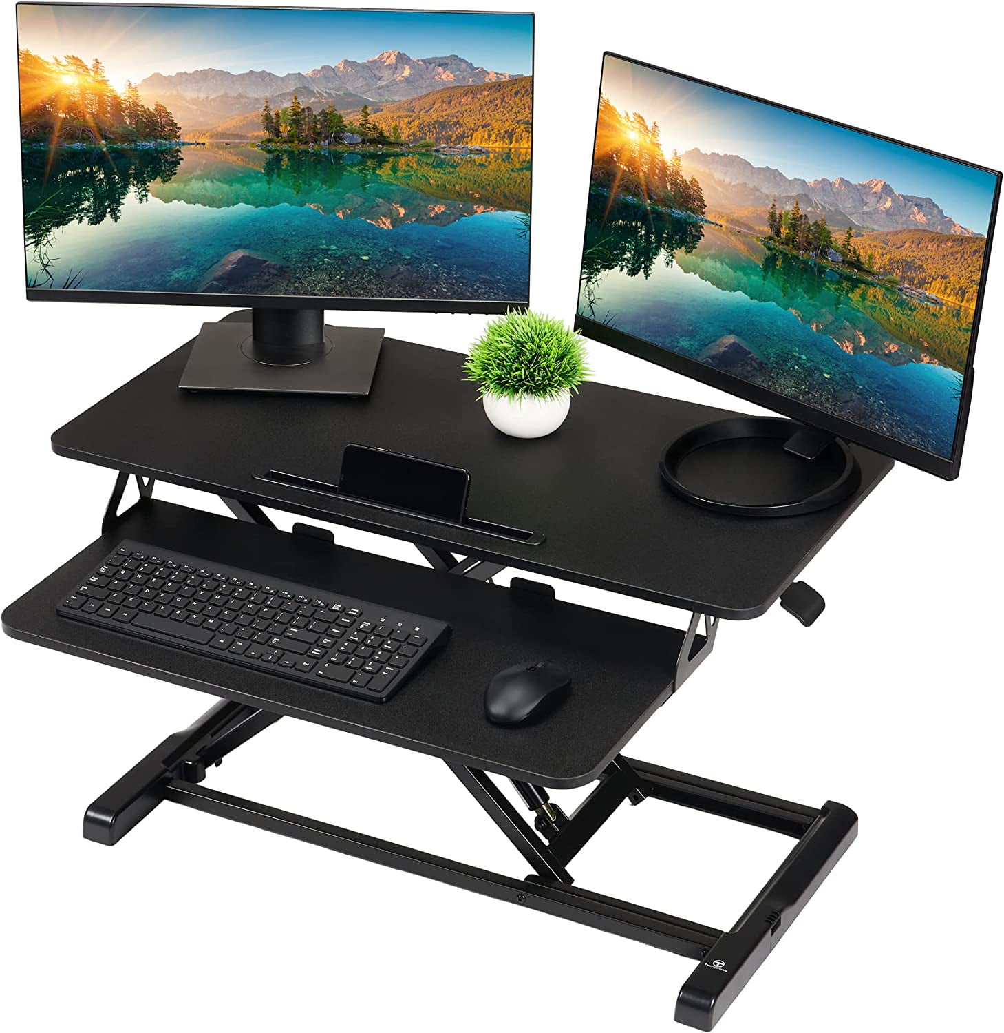 Black Aluminum Adjustable Standing Desk Converter