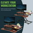 thumbnail image 1 of TechOrbits Standing Desk Converter - 37 Inch Adjustable Sit to Stand Up Desk Workstation, MDF Wood, Ergonomic Desk Riser with Keyboard Tray, Desktop Riser for Home Office Computer Laptop, White 37", 1 of 6