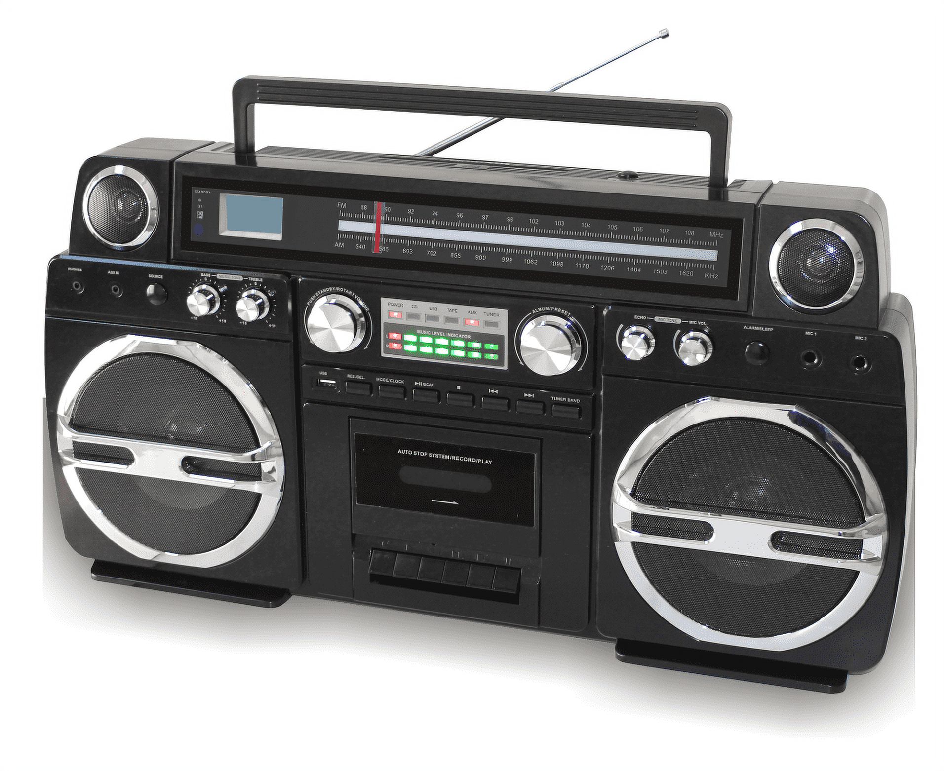 TechPlay Boom Box 1980S Style CD Cassette Player 40W Bluetooth 