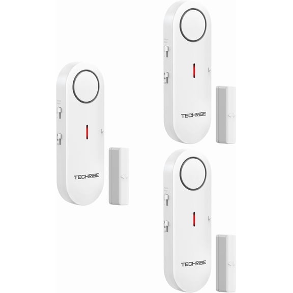 TechRise 2-in-1 Alarm & Chime, Easy-to-Install Door Alarm Sensor, 3-Level Volume Adjustment, Pool, Kids & Home Safety (3 Pack)
