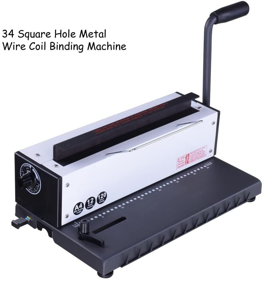 Techtongda All Steel Metal Spiral Coil Binding Machine 34 "Sheets Punched" with Waste Drawer, Gray