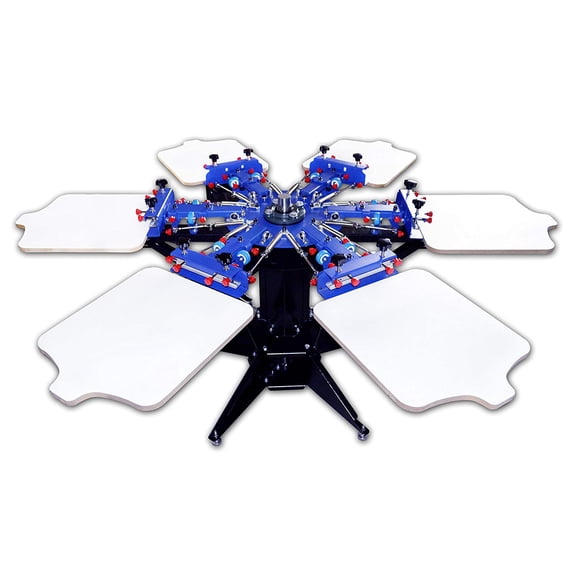 TechTongda 6 Color 6 Station Accurate Adjustable Press T-shirt DIY Micro-registration Screen Printing Press Silk Screen Removable Pallet
