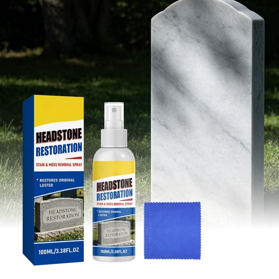 TechToyHub 100ml Tombstone Cleaner Set with Towel,Polishing Weatherproof for Stone,100ml Volume,for Granite and Marble,Deep Cleaning for Cemetery