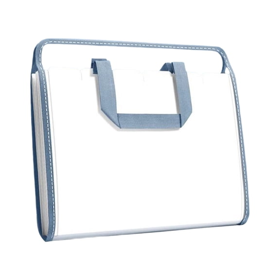TechToyHub 13 Pocket PVC Accordion File Folder, Expanding Document Bag Large Capacity 13.4x11.8x0.6in, Test Paper Storage with Snap Button for office Home Organization, Blue