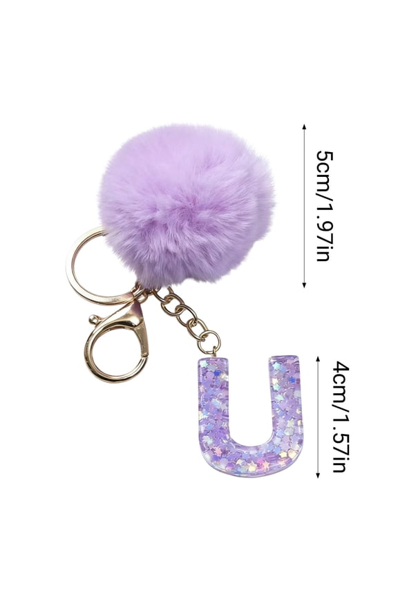 26 Letter Purple Velvet Ball Pendant, Letter Pendant Keychain Backpack, Velvet Material, Stylish Design, Personalized Touch, Versatile for Keychain Backpack Holiday Gift
