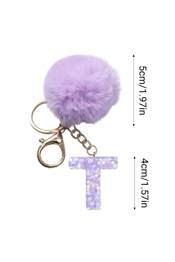 26 Letter Purple Velvet Ball Pendant, Letter Pendant Keychain Backpack, Velvet Material, Stylish Design, Personalized Touch, Versatile for Keychain Backpack Holiday Gift