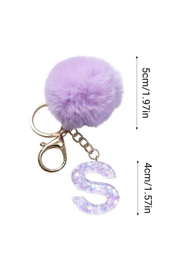 26 Letter Purple Velvet Ball Pendant, Letter Pendant Keychain Backpack, Velvet Material, Stylish Design, Personalized Touch, Versatile for Keychain Backpack Holiday Gift