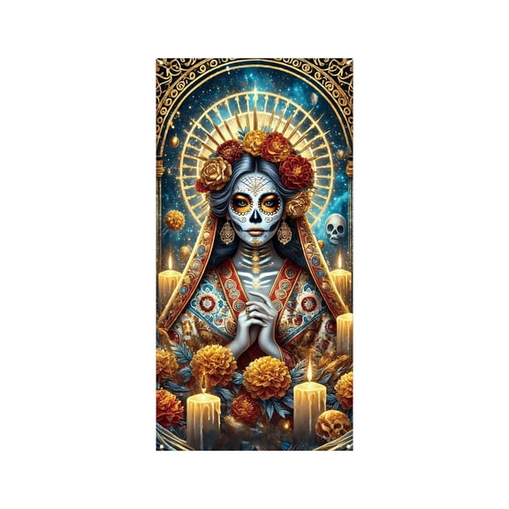 TechToyHub 35 X 71 Inch Halloween and Day of The Dead Door Cover Halloween Door Decoration, 35.4x70.9in Polyester Door Cover for Halloween Day of The Dead Party