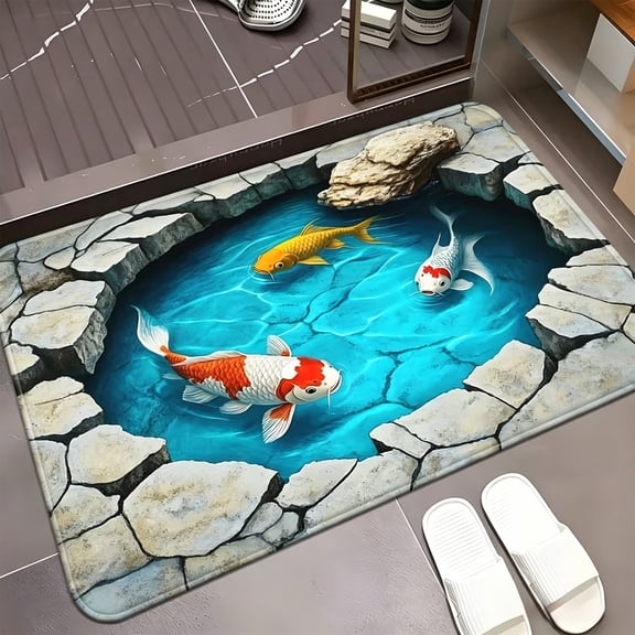 3D Illusion Doormat, Non-Slip Silicone Backing Entrance Rug with Optical Visual Effect, Soft Floor Carpet for Front Door and Patio, 15.7x23.6in