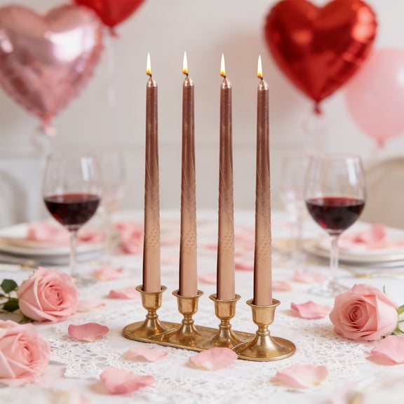 TechToyHub 4 Pack Taper Candles 0.8×9.8 Inch,Electroplated Twisted Finish Long Dinner Candles for Wedding Party Table Centerpiece Decor,Dripless Smokeless Unscented Wax Candles,Pink