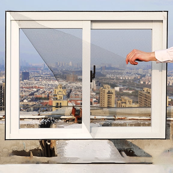 TechToyHub Adjustable Window Screen DIY Cut-to-Size Nylon Mesh for House Windows with White Frame, Ventilation Screen for Sliding Casement Window, Easy Install No Drilling 787.4x590.6x0.04in