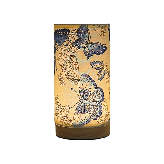 TechToyHub Art Table Lamp Bedroom Bedside Lamp Dormitory Sleep Applique Night Light for Home Office Gift Fabric Wood Base Soft Warm Light for Living Room Decor 7.9x3.9x3.9in