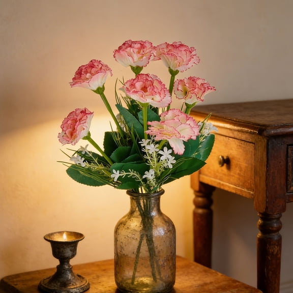 TechToyHub Artificial Carnation Flowers 13in Fabric Flowers with Plastic Stems Wedding Living Room Centerpieces Home Party Decor Lifelike Realistic Bendable Home Decor Event Floral Arrangements,1Pcs