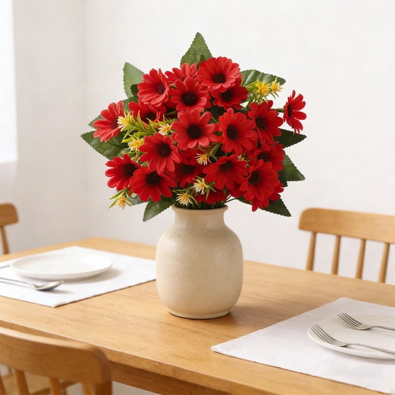 TechToyHub Artificial Chrysanthemum Daisies Fake Flowers 11.8in Plastic Fabric Wedding Decor Living Room Centerpiece Home Party Decoration Lifelike Bendable Stems Reusable for Home office Party