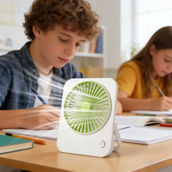 TechToyHub Battery Version Desktop Mini Fan No.5 Battery Powered Small for Office Home Table Travel Portable Quiet 2xAA 45-50dB ABS 4.7x3.9x1.0in