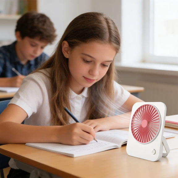 TechToyHub Battery Version Desktop Mini Fan No.5 Battery Powered Small for Office Home Table Travel Portable Quiet 2xAA 45-50dB ABS 4.7x3.9x1.0in