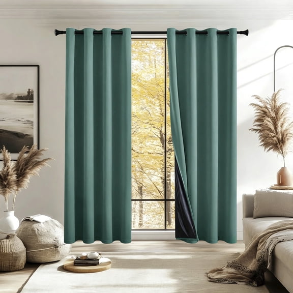 TechToyHub Blackout Curtain with Grommets, Lined Heat-Insulating Drape for Living Room, Noise Reduction and Privacy Protection, 39.3x98.4in