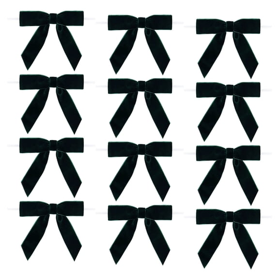 TechToyHub Christmas Ribbon Bow Ornaments,12-Pack Magic Wand Style Velvet Bows,7.87in Stick with Tails,for Tree Gift and Wreath Decor,Home Party Craft Supplies