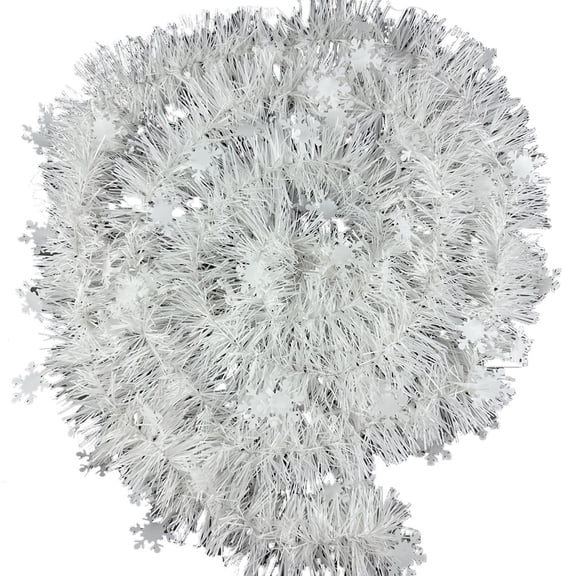 Christmas Snowflake Garland 3.5x78.7 in Plastic Reusable Cuttable Holiday Wall Decor Lightweight Shiny White Snowflake Strip for Christmas Tree Door Railing Mantle Home Party Festival