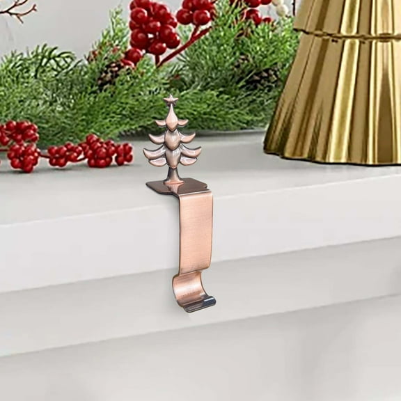 TechToyHub Christmas Stocking Hook,Sturdy Metal Hanger with Silicone Pad,Non-Slip Festive Design,for Mantel and Wall Decor,Home office Holiday Display