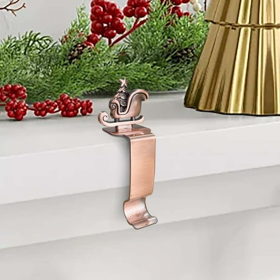 TechToyHub Christmas Stocking Hook,Sturdy Metal Hanger with Silicone Pad,Non-Slip Festive Design,for Mantel and Wall Decor,Home office Holiday Display