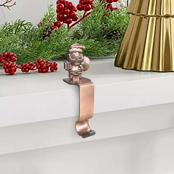 TechToyHub Christmas Stocking Hook,Sturdy Metal Hanger with Silicone Pad,Non-Slip Festive Design,for Mantel and Wall Decor,Home office Holiday Display