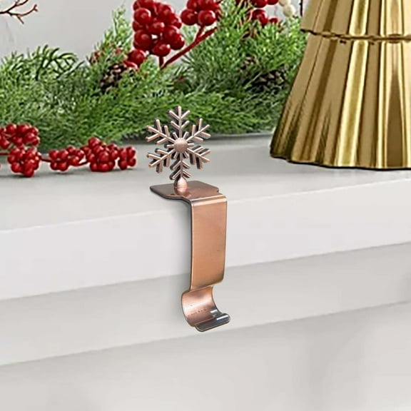TechToyHub Christmas Stocking Hook,Sturdy Metal Hanger with Silicone Pad,Non-Slip Festive Design,for Mantel and Wall Decor,Home office Holiday Display