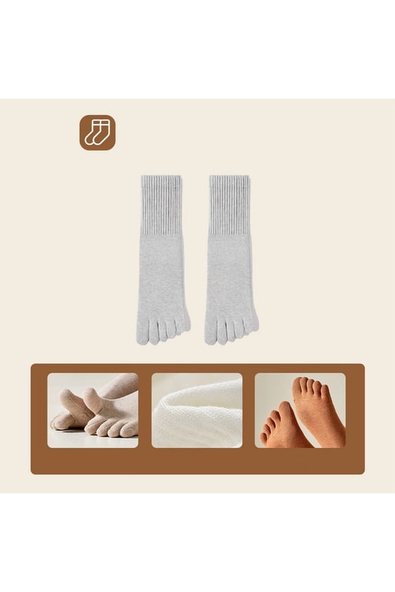 Cotton Five Toe Socks for Men and Women Odor Control Breathable Sweat Absorption Toe Separator Design for Friction Reduction Mid Calf Length